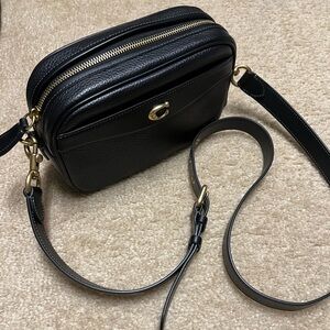 COACH JAIME CAMERA BAG- BLACK PEBBLED LEATHER